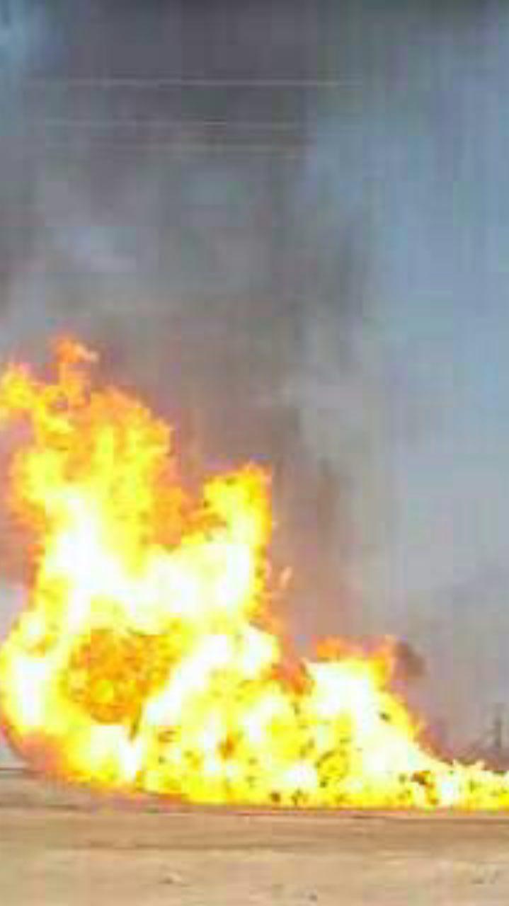 آتش سوزی در حوضحچه ی پساب نفتی در اهواز