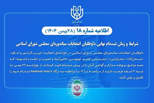 اعلام شرایط ثبت‌نام داوطلبان انتخابات میان دوره‌ای مجلس