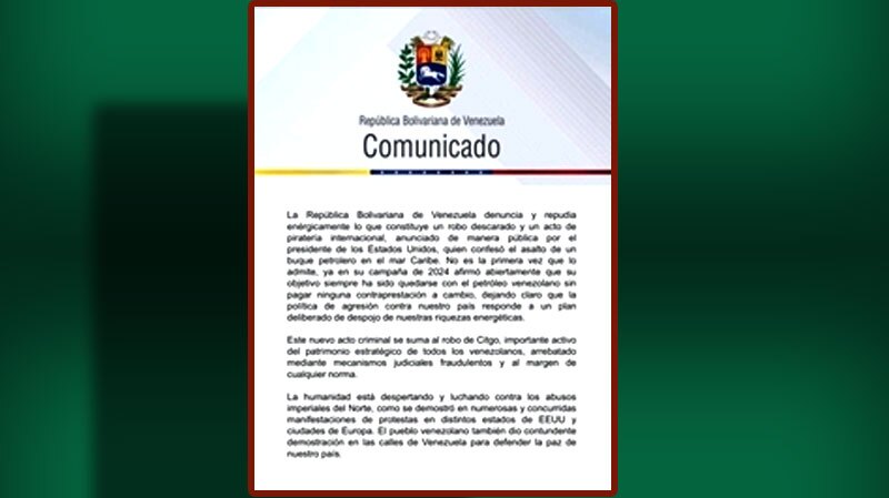 کاراکاس اقدام واشنگتن را دزدی دریایی بین‌المللی خواند